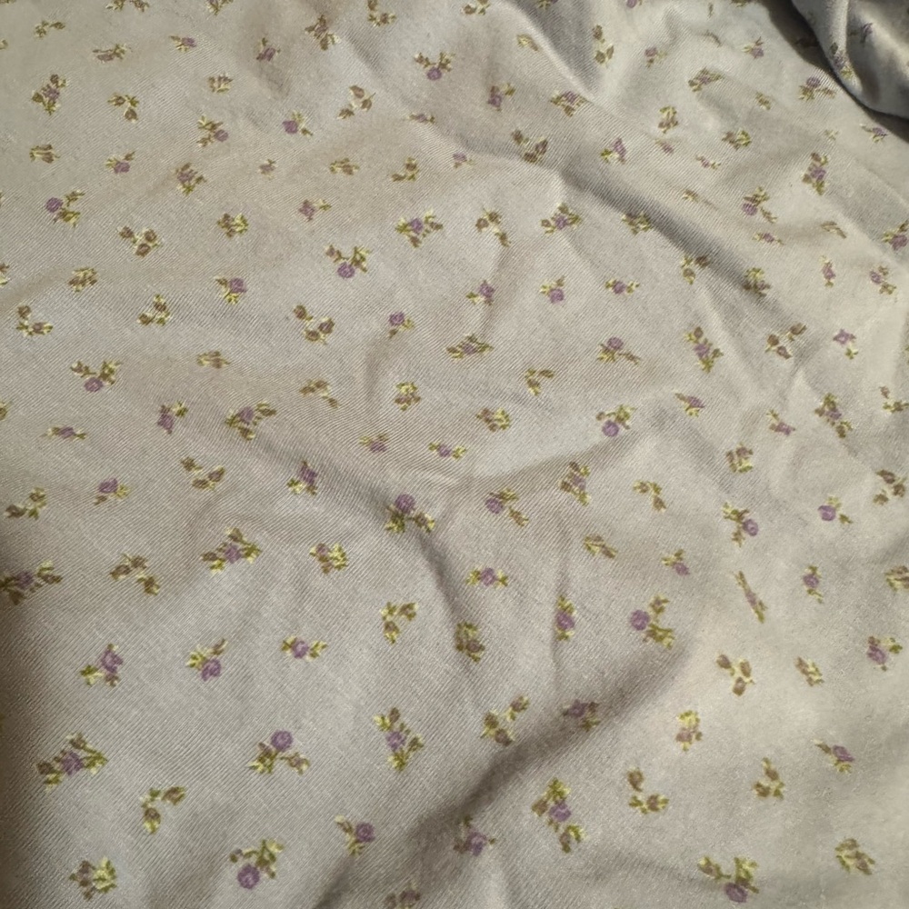 Skims Cotton Jersey Scoop Neck Bodysuit Color Powder Blue Micro Floral - Picture 4 of 4